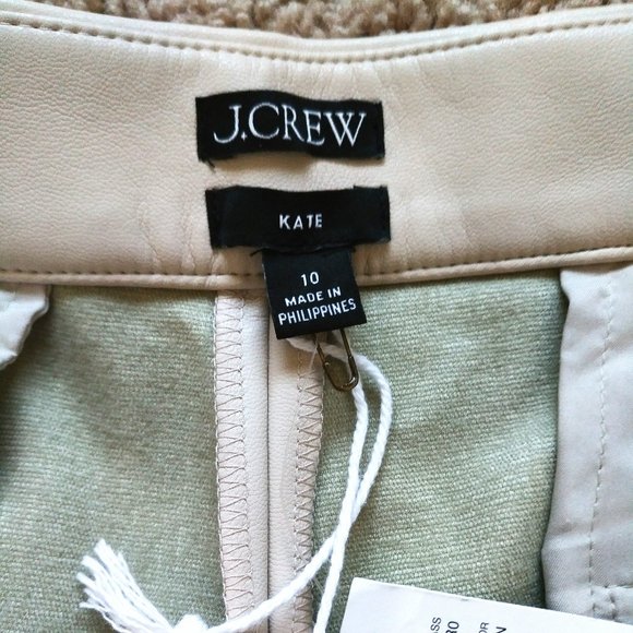 J.Crew KATE STRAIGHT LEG PANT IN FAUX LEATHER, Size 10, Color BONE - Picture 7 of 14